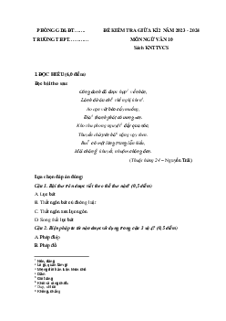 Giải đề thi giữa học kì 2 môn Ngữ văn lớp 10 năm 2023 - 2024 (Sách mới) | Kết Nối Tri Thức đề 4
