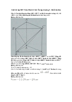 Giải bài tập SBT Toán Hình 12 bài: Ôn tập chương 1 - Khối đa diện
