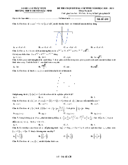 Đề chọn HSG cấp tỉnh Toán 12 năm 2020 – 2021 trường chuyên Bắc Ninh