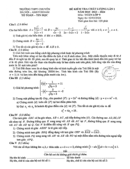 Đề kiểm tra lần 1 Toán 9 năm 2023 – 2024 trường chuyên Hà Nội – Amsterdam