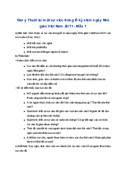 Lập dàn ý Thuật lại một sự việc trong lễ kỉ niệm ngày Nhà giáo Việt Nam 20-11 | Tập làm văn 4