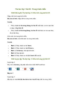 Giải Tin học lớp 3 Bài 10: Trang trình chiếu của em | Chân trời sáng tạo