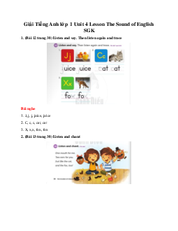 Giải Tiếng Anh lớp 1 Unit 4 Lesson The Sound of English SGK | Explore Our World