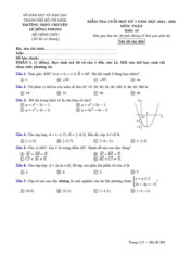 Đề cuối học kỳ 1 Toán 10 năm 2024 – 2025 trường chuyên Lê Hồng Phong – TP HCM