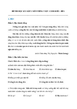 Đề thi học kì 2 lớp 2 môn Tiếng Việt - Đề 1 | Cánh Diều