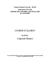 Giáo trình học phần Corporate Finance | Trường Đại học Quốc tế, Đại học Quốc gia Thành phố Hồ Chí Minh
