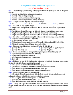 Trắc Nghiệm Sinh 9 Bài 2: Lai Một Cặp Tính Trạng (Có Đáp Án)