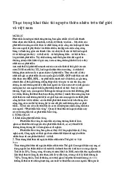 Tài liệu về "Thực trạng khai thác tài nguyên thiên nhiên trên thế giới và Việt Nam" phục vụ cho môn học Môi trường và phát triển bền vững