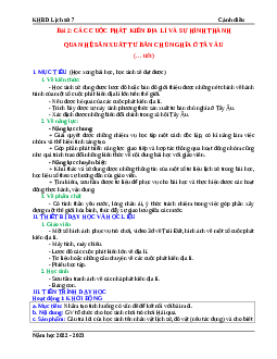 Giáo án Bài 2: Các cuộc phát kiến địa lí và sự hình thành quan hệ sản xuất tư bản chủ nghĩa ở Tây Âu Lịch sử 7 | Kết nối tri thức