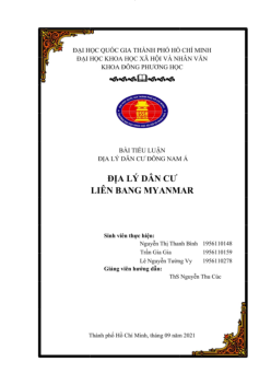 Địa lý dân cư Đông Nam Á | Địa lý học | Đại học Khoa học Xã hội và Nhân văn, Đại học Quốc gia Thành phố HCM