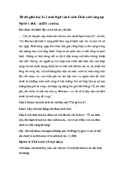 Đề thi giữa học kì 2 môn Ngữ văn 6 năm 2023 - 2024 sách Chân trời sáng tạo | đề 4