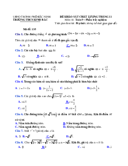 Đề khảo sát chất lượng Toán 9 tháng 11 năm 2021 trường THCS Kinh Bắc – Bắc Ninh