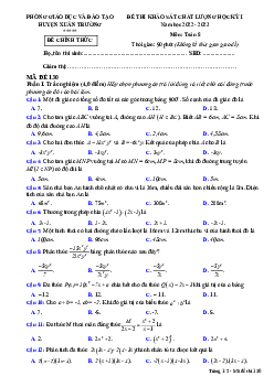 Đề học kỳ 1 Toán 8 năm 2022 – 2023 phòng GD&ĐT Xuân Trường – Nam Định
