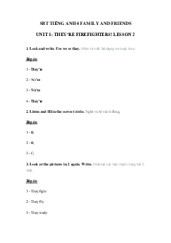 Sách bài tập Family and Friends 4 unit 1 lesson 2