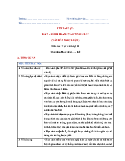 Bài 2: Hành trang vào tương lai - Giáo án Văn 11 Chân trời sáng tạo
