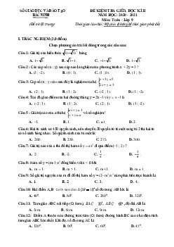 Đề thi giữa học kỳ 2 Toán 9 năm 2020 – 2021 sở GD&ĐT Bắc Ninh