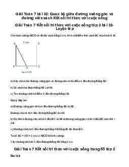 Giải Toán 7 Bài 32: Quan hệ giữa đường vuông góc và đường xiên | Kết nối tri thức