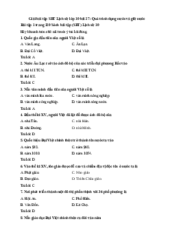 Giải bài tập SBT Lịch sử lớp 10 bài 27: Quá trình dựng nước và giữ nước