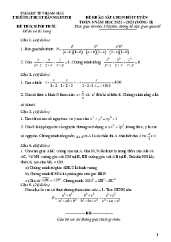 Đề HSG Toán 8 vòng 2 năm 2022 – 2023 trường THCS Trần Mai Ninh – Thanh Hóa