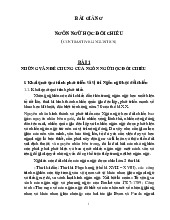 Bài giảng môn Ngôn ngữ học đối chiếu | Trường Đại học Khoa học Xã hội và Nhân văn, Đại học Quốc gia Thành phố Hồ Chí Minh