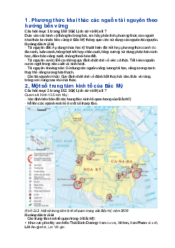 Giải SGK Địa lí 7 Bài 15: Phương thức con người khai thác tự nhiên bền vững, một số trung tâm kinh tế của Bắc Mỹ -  Chân Trời sáng tạo