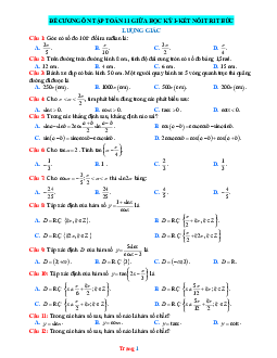Đề cương ôn thi Toán 11 giữa học kỳ 1 kết nối tri thức