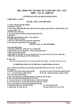 Đề cương ôn tập học kì 1 môn Vật lý 10 Cánh Diều