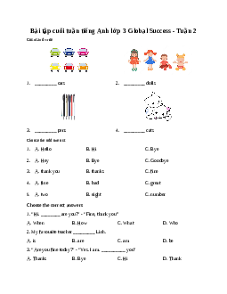 Bài tập cuối tuần tiếng Anh lớp 3 Global Success - Tuần 2