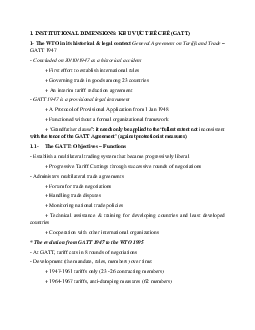 Đề cương ôn tập môn WTO (tiếng Anh) tóm tắt từ slide bài giảng