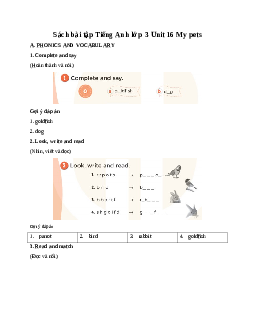 Sách bài tập Tiếng Anh lớp 3 Global Success Unit 16 My pets