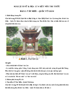 Lịch Sử và Địa Lí lớp 4 Bài 13: Văn Miếu – Quốc Tử Giám Kết | nối tri thức