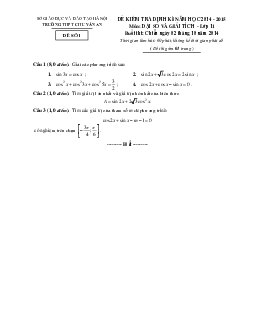Đề kiểm tra Đại số và Giải tích 11 chương 1 trường THPT Chu Văn An – Hà Nội