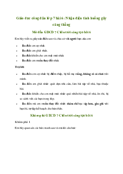 Giải giáo dục công dân 7 Bài 6: Nhận diện tình huống gây căng thẳng | Chân trời sáng tạo