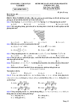 Đề thi học kỳ 2 Toán 10 năm 2022 – 2023 sở GD&ĐT Nam Định