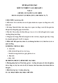 Giáo án Tự nhiên và xã hội 2 sách Chân trời sáng tạo (Cả năm)| Tuần 19