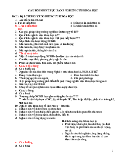 Trắc nghiệm môn Thực hành nghiên cứu khoa học | Đại học Kỹ thuật - Công nghệ Cần Thơ