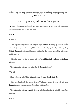 Soạn bài Viết: Tìm ý cho đoạn văn nêu tình cảm, cảm xúc về một nhân vật trong văn học | Kết nối tri thức