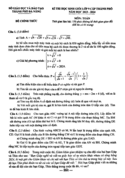 Đề học sinh giỏi Toán 9 cấp thành phố năm 2023 – 2024 sở GD&ĐT Đà Nẵng