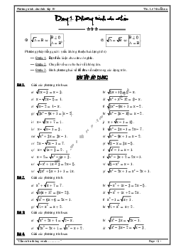 Bài tập phương trình chứa căn – Lê Văn Đoàn
