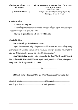 Đề thi học sinh giỏi ngữ văn 10 tỉnh Hải Dương năm 2019 (Có đáp án)