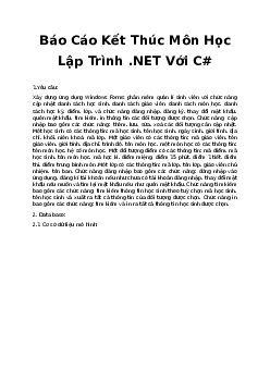 Báo cáo kết thúc môn học Lập trình | Đại học Quảng Nam