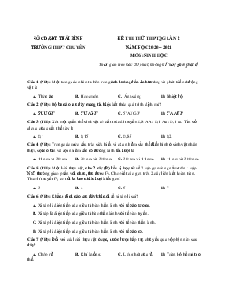 Đề thi thử THPT Quốc gia 2021 môn Sinh trường chuyên Thái Bình lần 2 có đáp án chi tiết