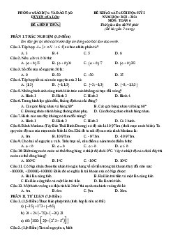 Đề cuối học kỳ 1 Toán 6 năm 2023 – 2024 phòng GD&ĐT Gia Lộc – Hải Dương