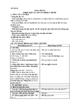 Giáo án Toán lớp 4 Tuần 12 | Kết nối tri thức