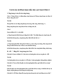 Sinh học 10 Bài 13: Chuyển hóa vật chất và năng lượng trong tế bào sách Chân Trời Sáng Tạo