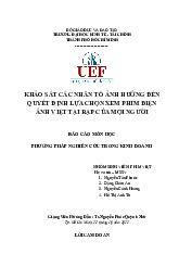 Đề cương môn phương pháp nghiên cứu trong kinh doanh - trường đại học kinh tế- tài chính Hồ chí minh