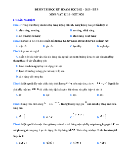 Đề thi học kì 2 lớp 10 môn Vật lí Kết nối tri thức năm 2023 - Đề 3