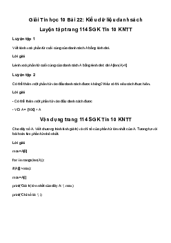 Tin học 10 Bài 22: Kiểu dữ liệu danh sách - Kết Nối Tri Thức