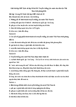 Giải bài tập SBT Lịch sử lớp 10 bài 28: Truyền thống yêu nước của dân tộc Việt Nam thời phong kiến