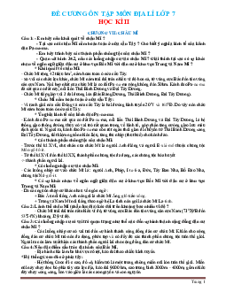Đề cương ôn tập Địa Lí 7 HK2 (có đáp án)